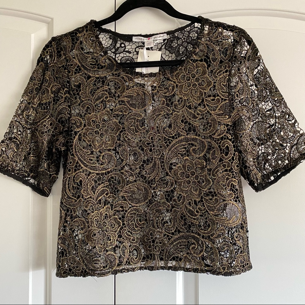 Gold lace top